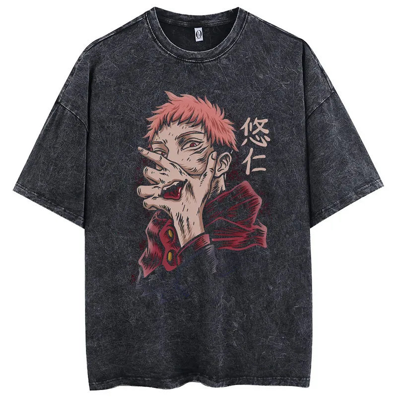 T-shirt Oversized Acid Washed Tee Print Retro Punk T-shirt For Men's Women's Adults' Hot Stamping 100% Cotton Casual