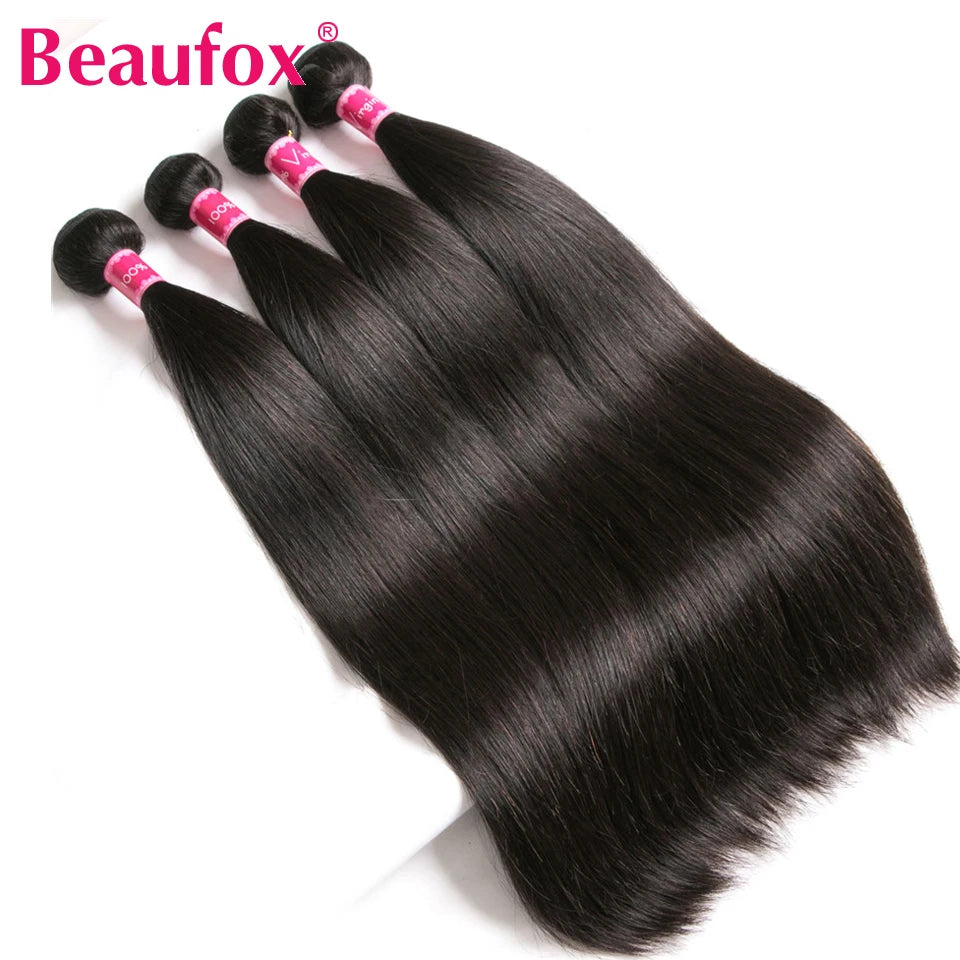 Beaufox Peruvian Hair Bundles Straight Human Hair Natural Black 1/3/4 Pcs 8-30 Inches