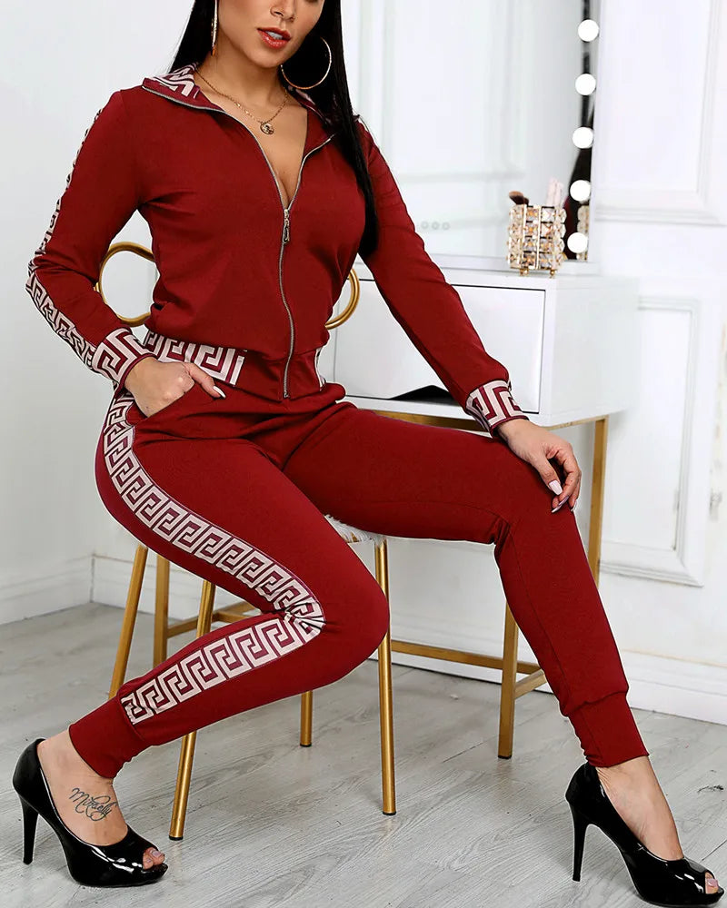 2022 Women Two Piece Set Outfits Autumn Women's Tracksuit Zipper Top And Pants Casual Sport Suit Winter 2 Piece Woman Set