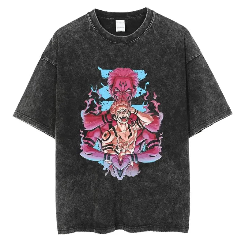 Jujutsu Kaisen Washed T Shirt men manga Anime Gojo Satoru T-Shirts Itadori Megumi Cotton Tshirt Short Sleeved Y2k Top summer tee