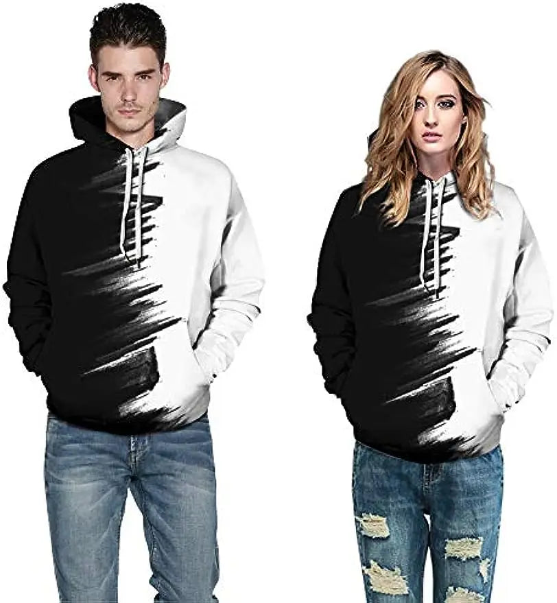 2023new Unisex Hoodies 3D Print Galaxy Pullover Hooded Sweatshirt Hoodies with Big Pockets Black White hoodies women