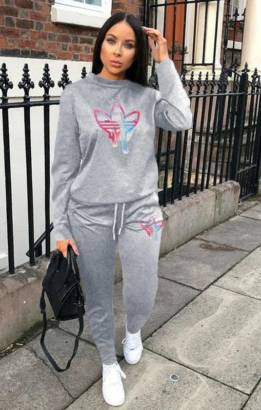 Autumn and Winter Women's Sweatshirt Two-piece New Printed Casual Sports Suit 2 Piece Sets Womens Outfits