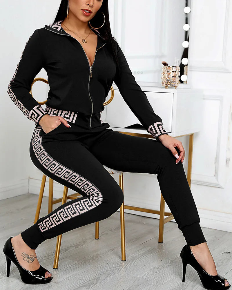 2022 Women Two Piece Set Outfits Autumn Women's Tracksuit Zipper Top And Pants Casual Sport Suit Winter 2 Piece Woman Set