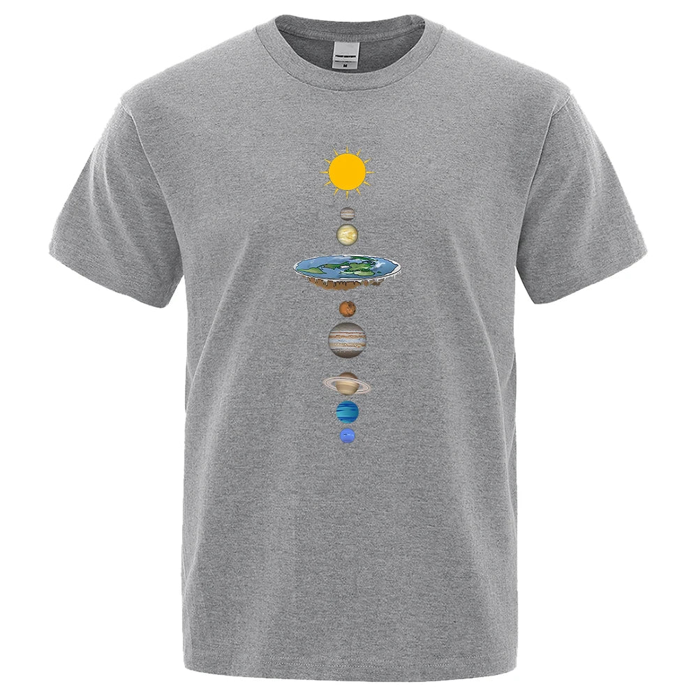 Cosmic Solar System Planets Print Short Sleeve Men Street Casual Tee Clothing Loose Oversized T Shirt Male Summer Cotton Tops