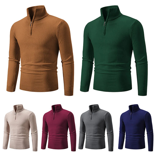 Men V-neck Sweater Long Sleeved Pullovers Hip Hop Turtleneck Polo Shirt Sweaters Fashion Winter Cashmere Sweater