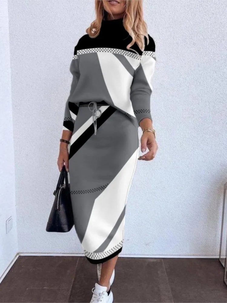 Autumn Two Piece Set For Women 2023 Casual Winter Tops 2 Piece Outfits For Woman Fashion New In Elegant Women's Skirt Sets