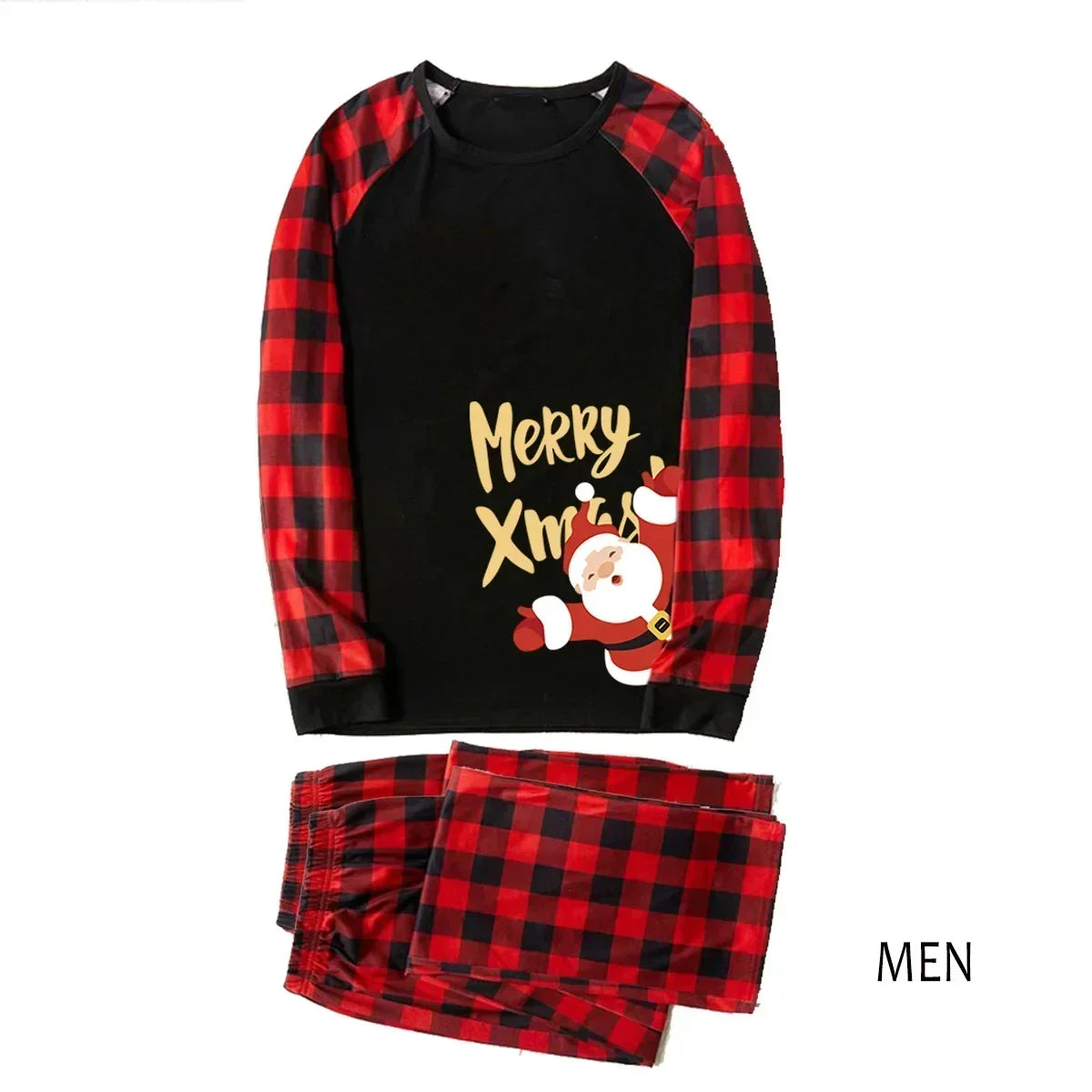 Merry Xmas Family Matching Outfits 2023 New Winter Santa Claus Print Parent-child Clothing Set Christmas Pajamas Soft Sleepwear