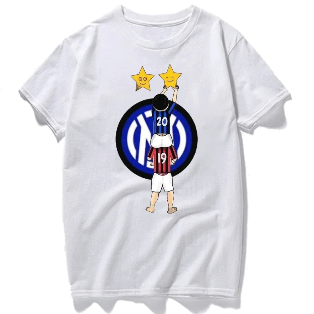 2024 Inter Milan Serie A Champions Cotton T-Shirt INTER MAKE HISTORY WITH 20TH SCUDETTO Man Souvenir Tshirt Football Fan Tops