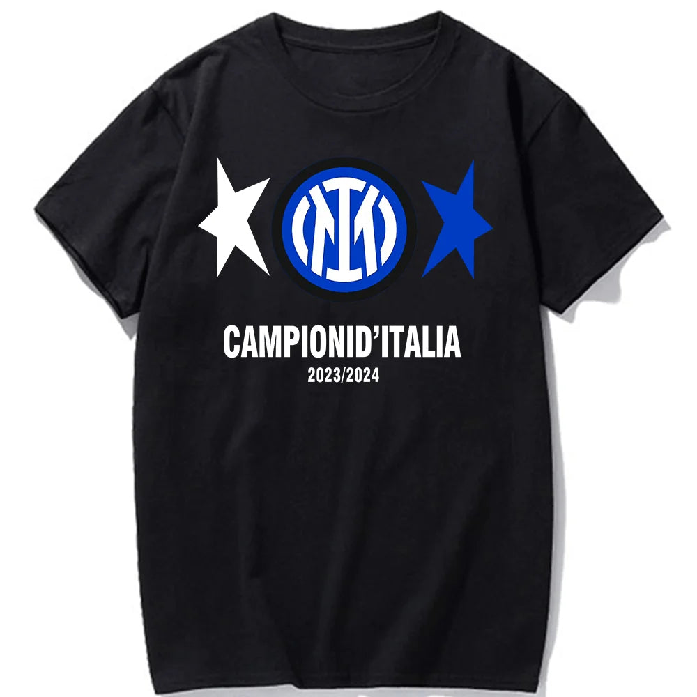 2024 Inter Milan Serie A Champions Cotton T-Shirt INTER MAKE HISTORY WITH 20TH SCUDETTO Man Souvenir Tshirt Football Fan Tops