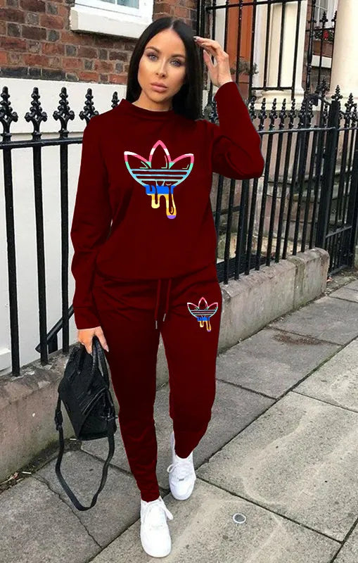 Autumn and Winter Women's Sweatshirt Two-piece New Printed Casual Sports Suit 2 Piece Sets Womens Outfits