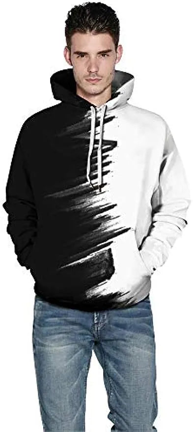 2023new Unisex Hoodies 3D Print Galaxy Pullover Hooded Sweatshirt Hoodies with Big Pockets Black White hoodies women