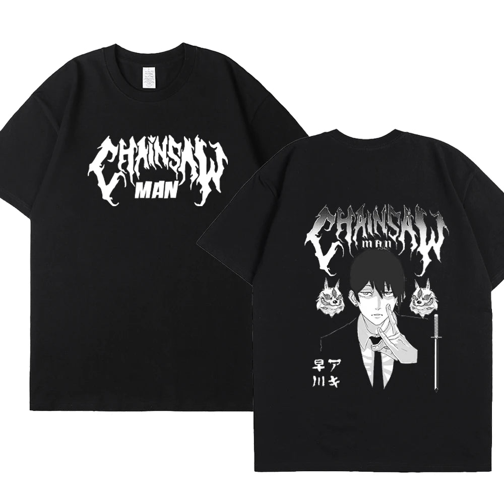 Anime Chainsaw Man Print T-shirts Men 100% Cotton Harajuku Streetwear Loose Tops Summer Unisex Casual Tees Y2K Clothes