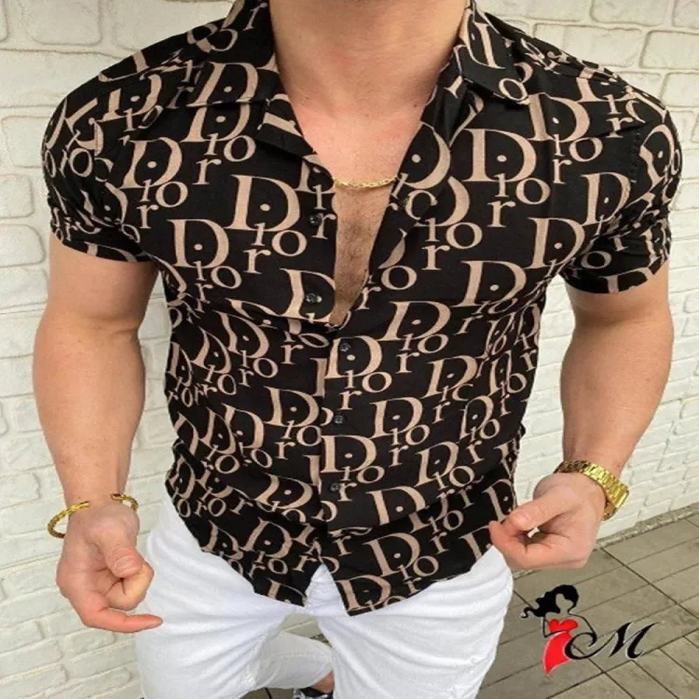 Men's Luxury Loose Breathable Large Top 2024 Hawaiian Short Sleeve Printed Shirt, Men's Summer Wear