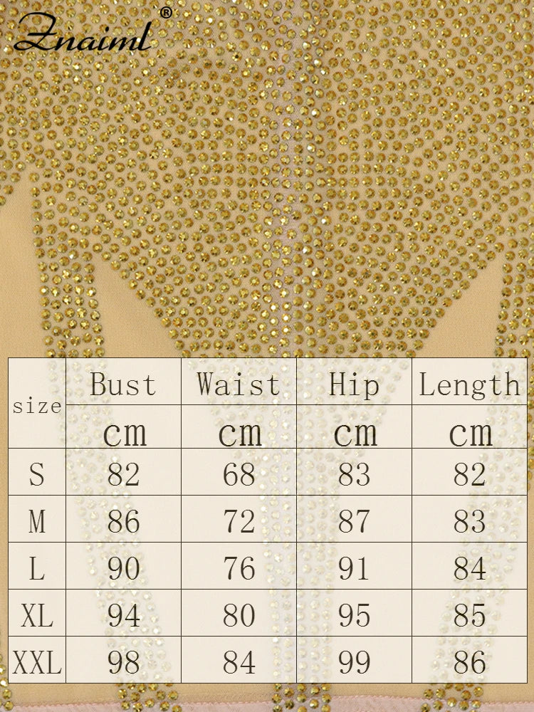 Znaiml Sexy Diamonds Rhinestones Mesh See Through Patchwork Sleeveless Mini Dress Women Party Birthday Nightclub Prom Evening